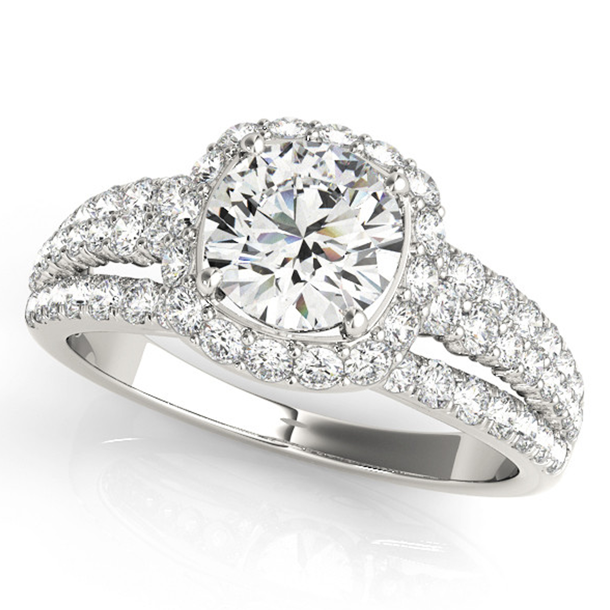 Multi Row Halo Style Round Diamond Engagement Ring – Rami Jewelry