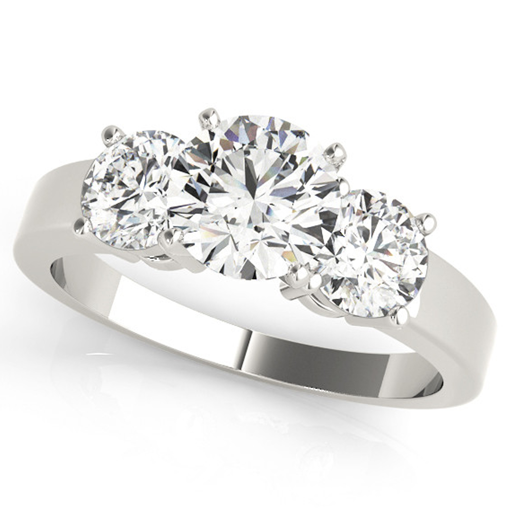 Classic Three Stone Round Diamond Custom Made Engagement Ring – Rami ...
