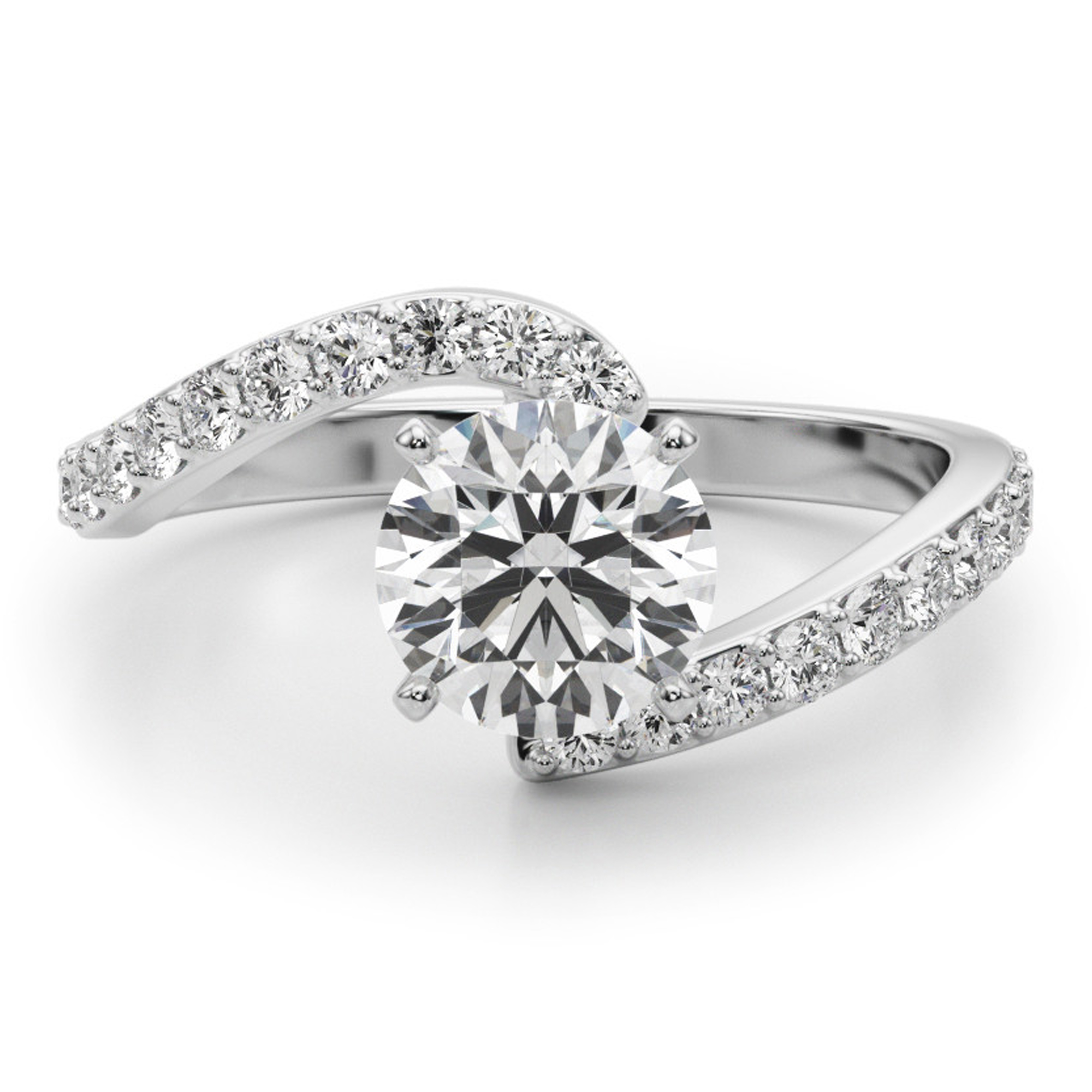 Split Shank Diamond Accented Round Custom Made Engagement Ring – Rami ...
