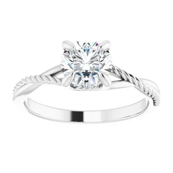 Solitaire Style Crisscross Round Diamond Engagement Ring - Image 5