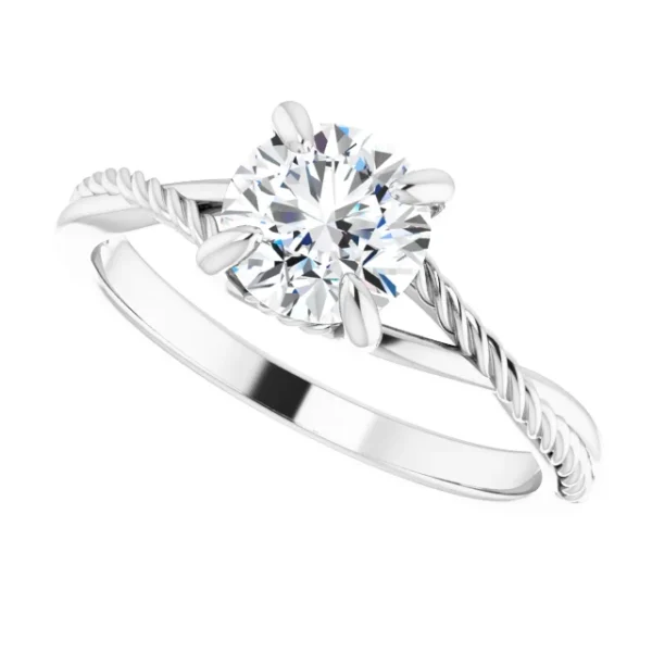 Solitaire Style Crisscross Round Diamond Engagement Ring - Image 4