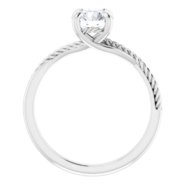 Solitaire Style Crisscross Round Diamond Engagement Ring - Image 2