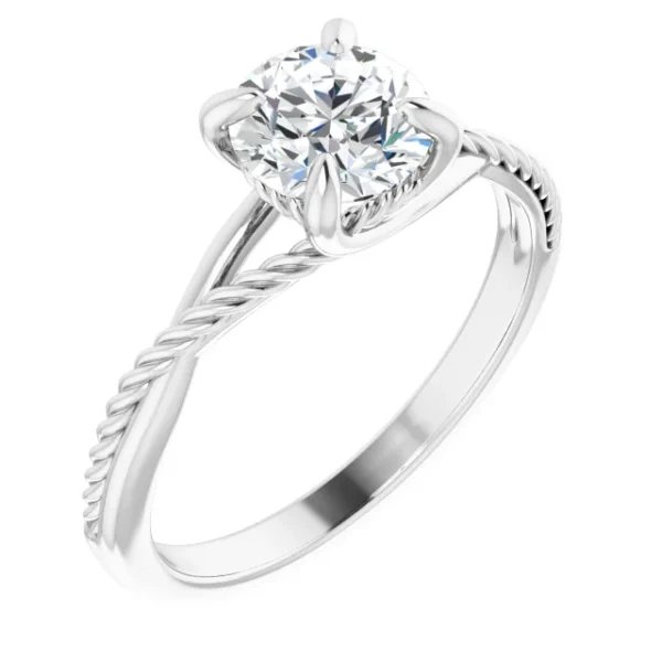 Solitaire Style Crisscross Round Diamond Engagement Ring